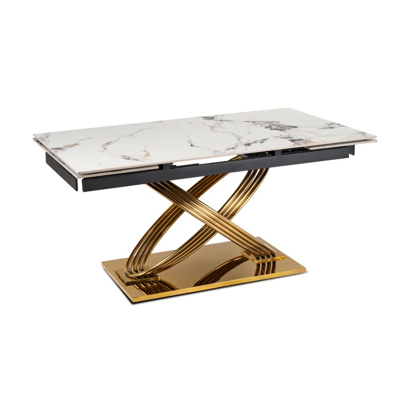 Stół Ceramiczny Rozkładany Spiek Kwarcowy Do Jadalni Biały IBIZA 160-240