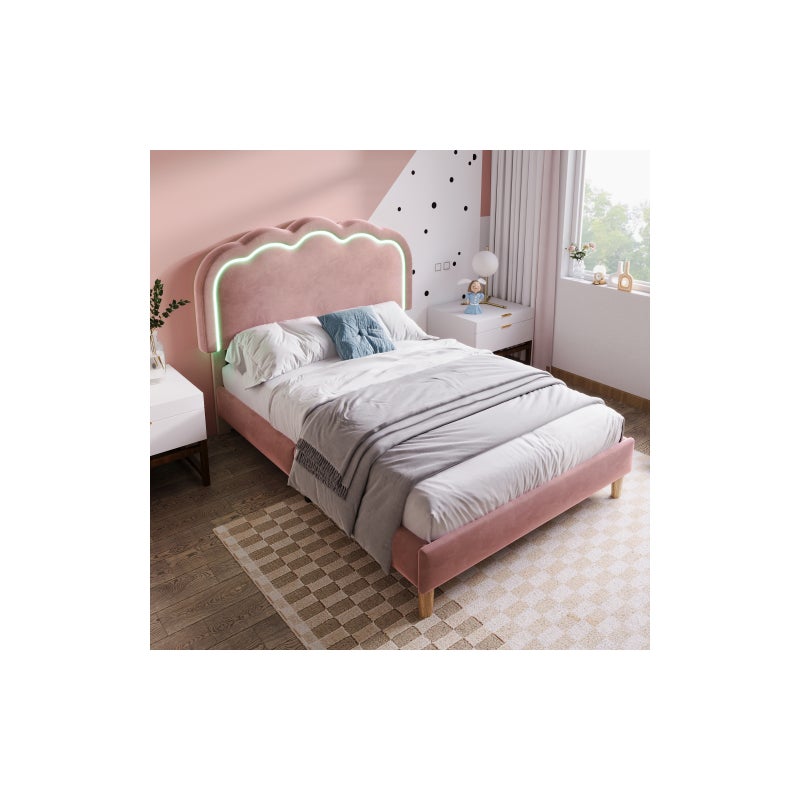 Nowoczesne łóżko tapicerowane z regulowanym zagłówkiem, 90*200 cm, solidna rama i listwy do sypialni