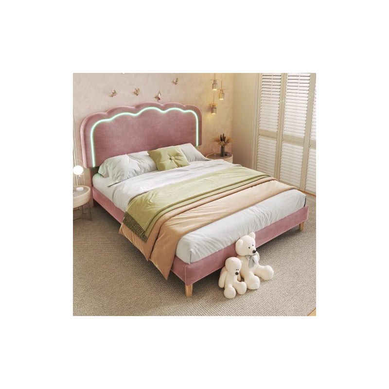 Nowoczesne łóżko tapicerowane z regulowanym zagłówkiem, 140*200 cm, solidna rama i listwy do sypialni