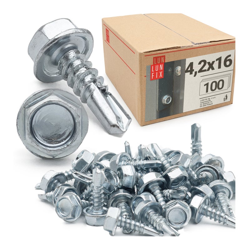 Wkręty do metalu samowiercące z łbem na klucz 4,2x16mm 100szt.