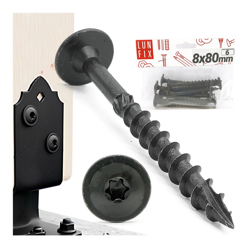 Wkręty do podstaw słupa 8x80mm czarne 6szt.