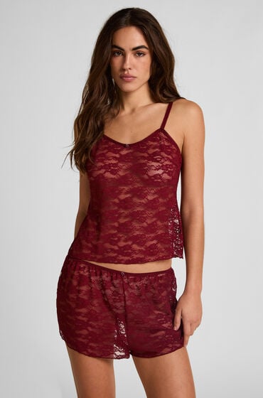 Hunkemöller Szorty w całości wykonane z koronki Czerwony