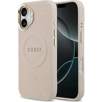 Etui GUESS Peony Hot Stamp MagSafe do Apple iPhone 17 Różowy