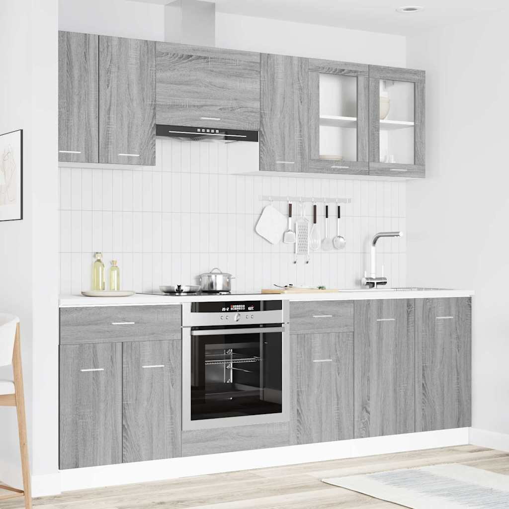 VidaXL Zestaw szafek kuchennych z szufladą Lyon 8 pcs Szary Sonoma