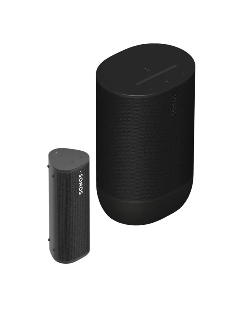 Zestaw Sonos Move 2 + Roam 2 — Wodoodporne głośniki z Bluetooth i Wi-Fi, Kolor: Czarny