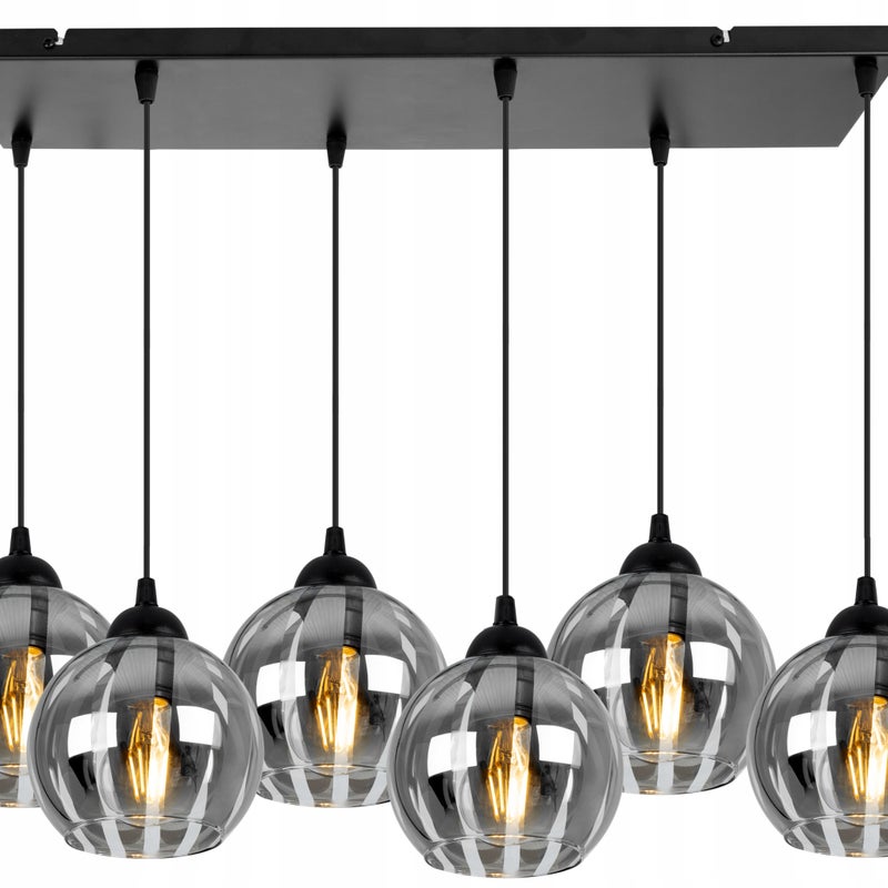 Lampa sufitowa wisząca Eliza modern 6xE27 abażur kula grafitowa Light Home LH