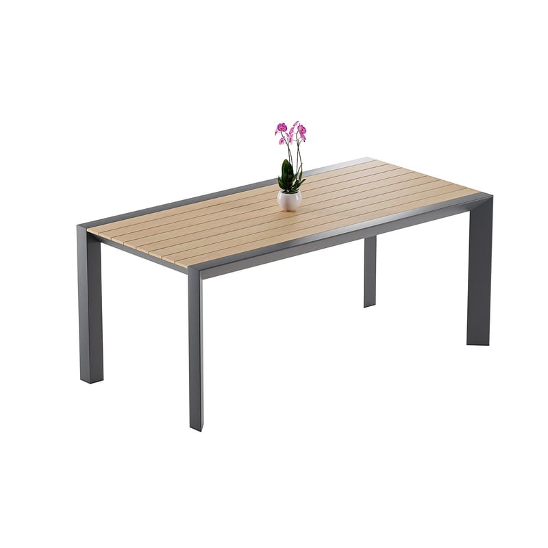 Stół do zestawu jadalnianego ogrodowego BELLANTI Verona Luna Dark Grey – aluminiowy stół z blatem teak