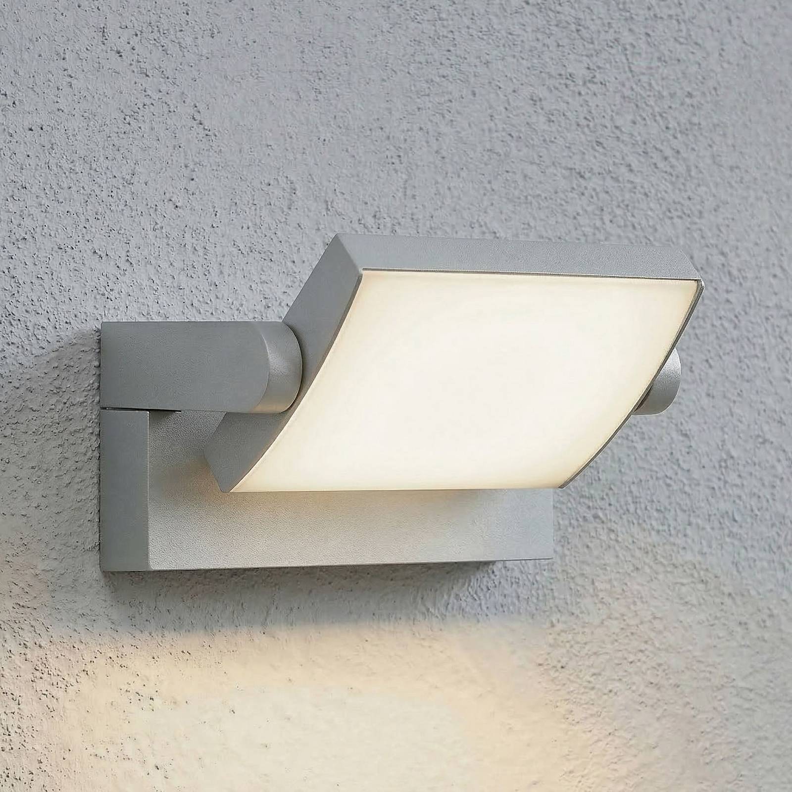 Kinkiet zewnętrzny LED Sherin Lindby, aluminiowy / szary / cynkowy, aluminium, nowoczesny