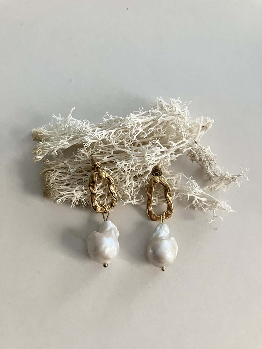 SAI - Kolczyki z wielka Perłą Naturalną Barokowej