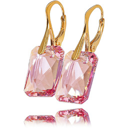 Piękne Kolczyki Kryształy Crystal Classic Light Rose Shimmer Gold Złote Srebro Certyfikat