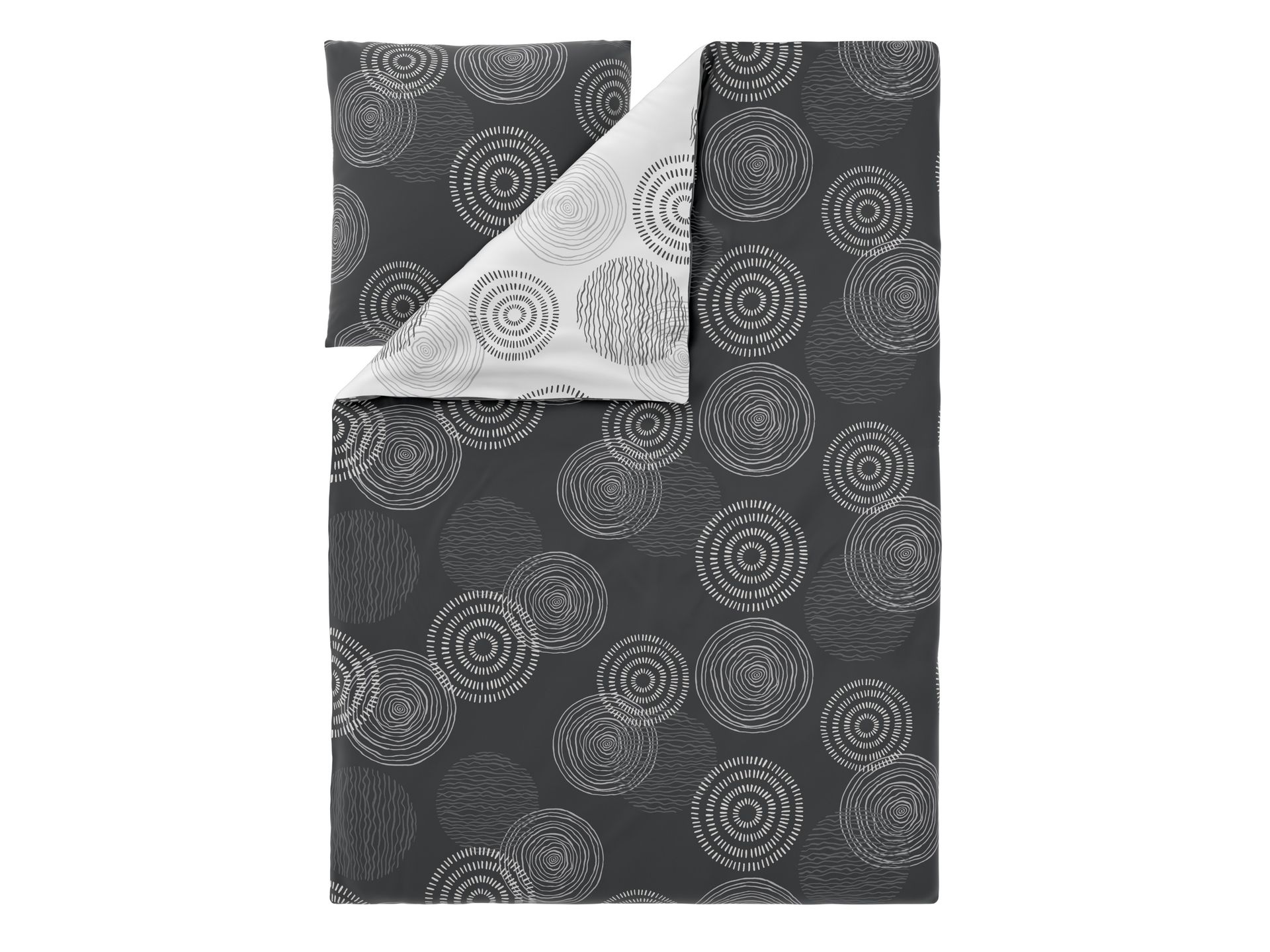 LIVARNO® Pościel dwustronna z bawełny renforcé, 140 x 200 cm (Okręgi)