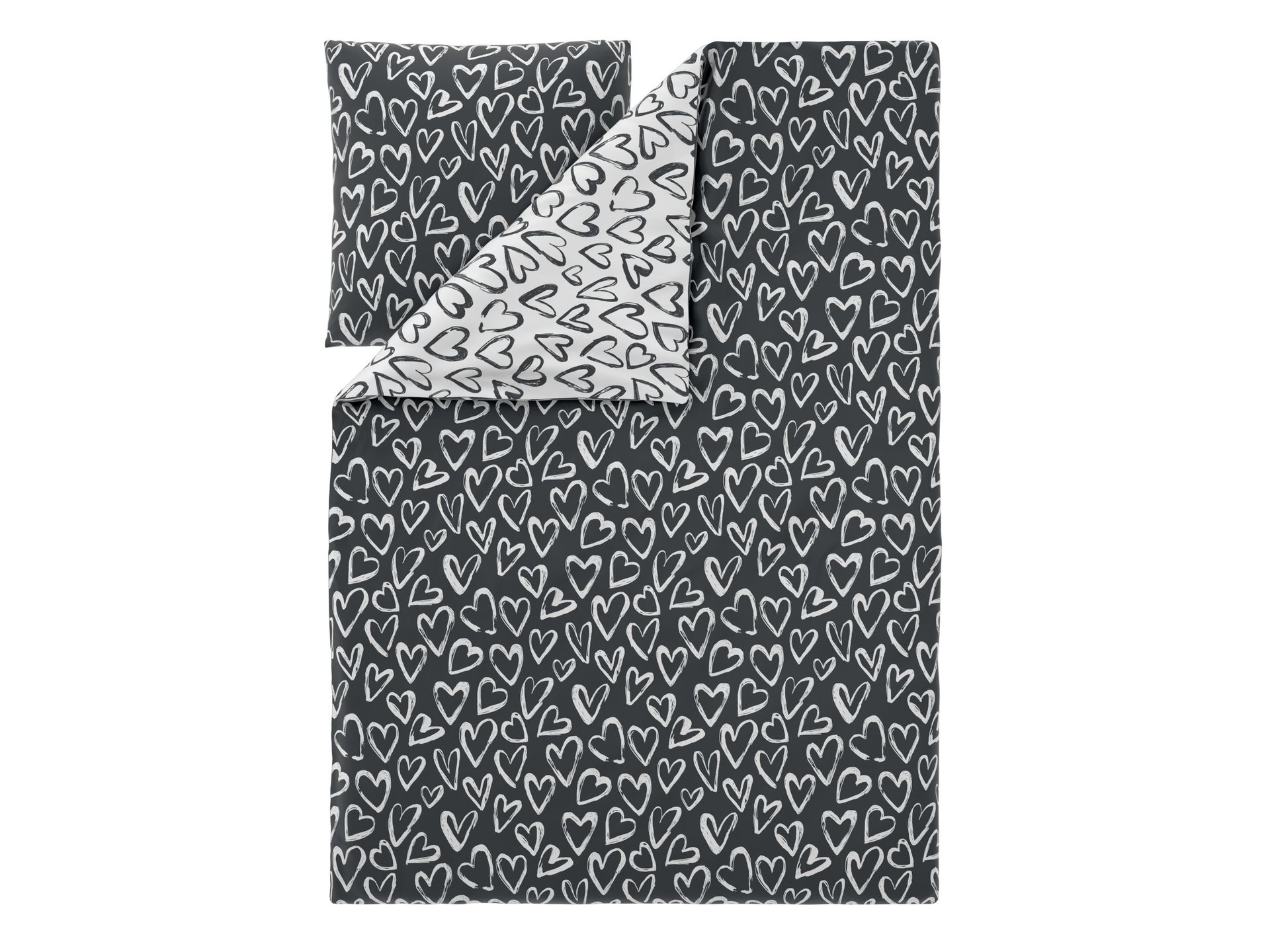 LIVARNO® Pościel dwustronna z bawełny renforcé, 140 x 200 cm (Serca)