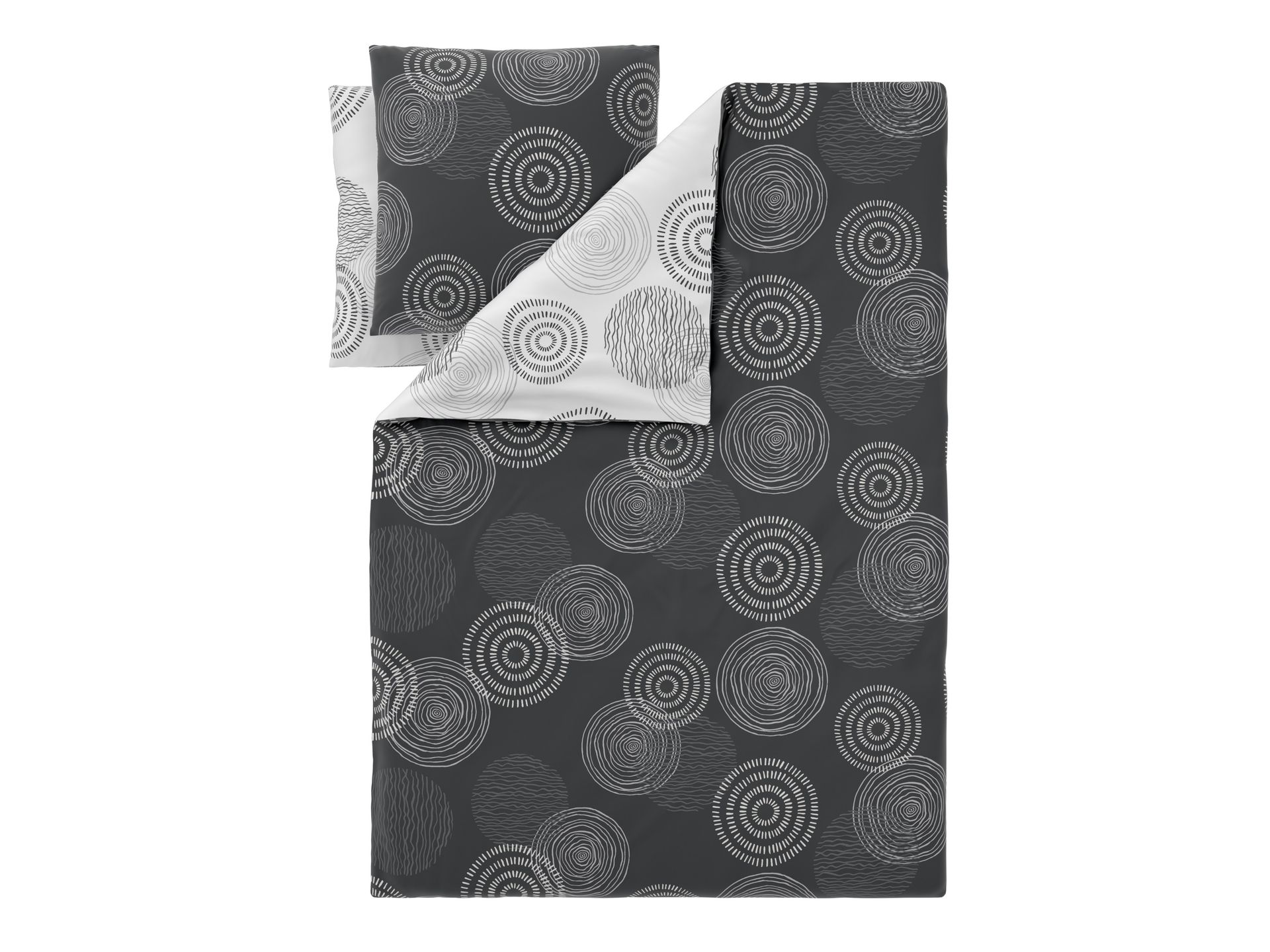 LIVARNO® Pościel dwustronna z bawełny renforcé, 220 x 200 cm (Okręgi)