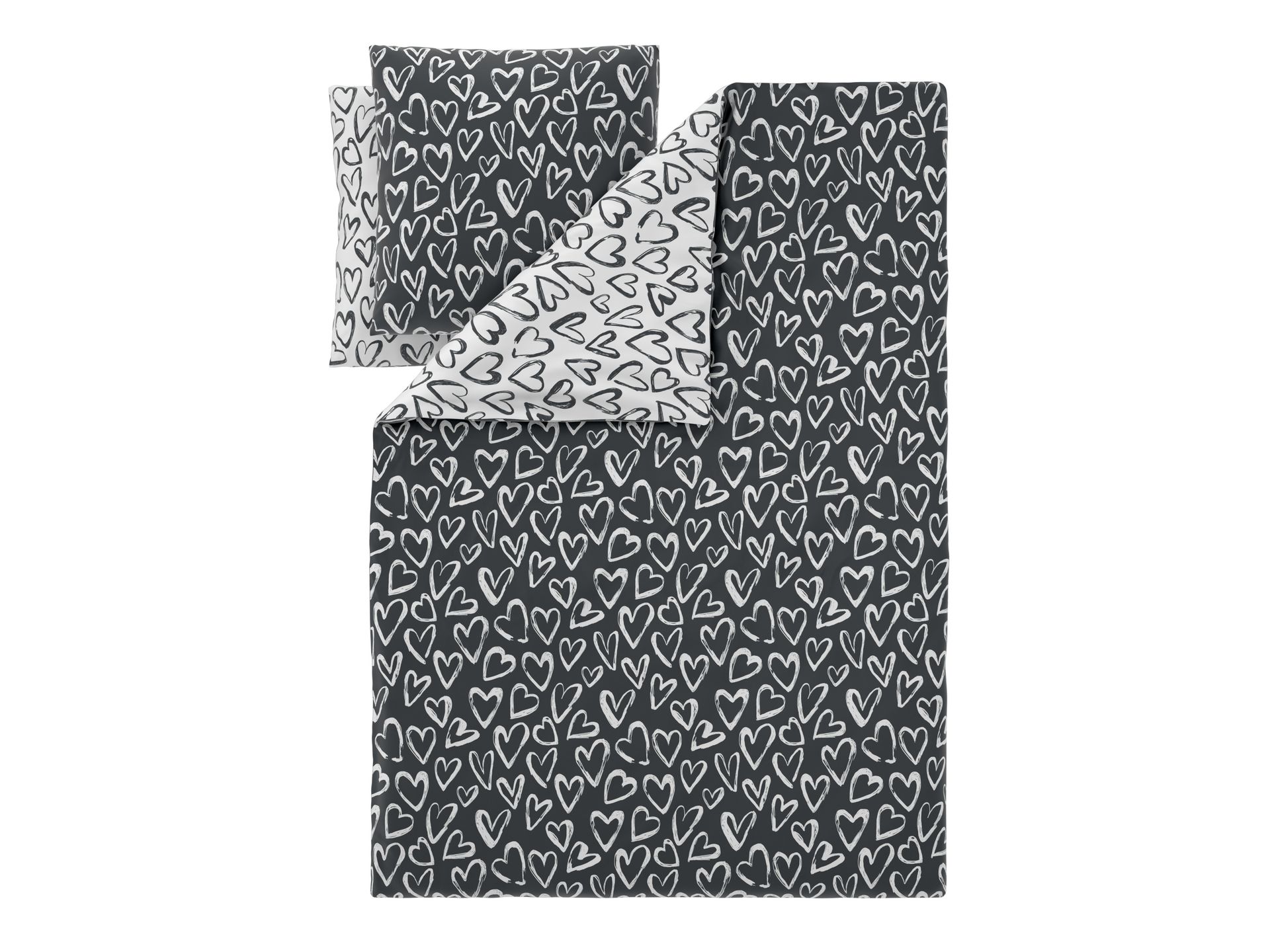 LIVARNO® Pościel dwustronna z bawełny renforcé, 220 x 200 cm (Serca)