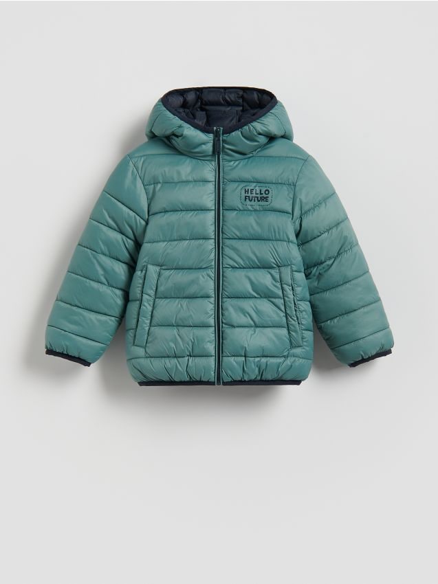 Reserved - Dwustronna kurtka z kapturem - morski