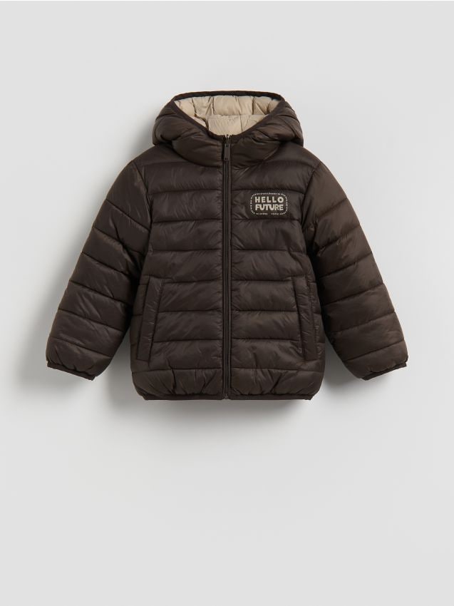 Reserved - Dwustronna kurtka z kapturem - ciemnobrązowy