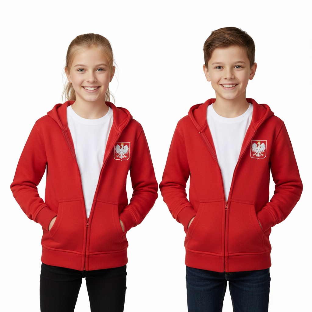 Bluza Dziecięca Polska Rozpinana z kapturem Reprezentacji TWÓJ NAPIS
