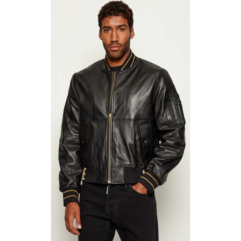 Versace Jeans Couture Skórzana kurtka bomber Regular Fit