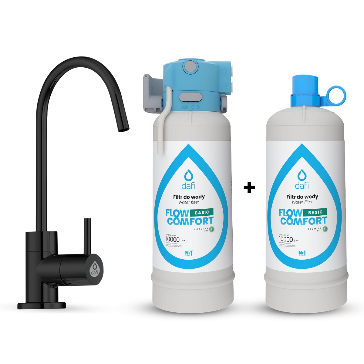 System filtrujący Dafi FLOW COMFORT 2x Filtr Basic (DC10) + kran ALTO czarny