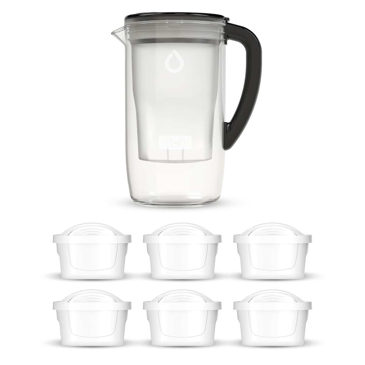 Szklany dzbanek filtrujący Dafi PRISMA LED czarny 6x wkład Unimax