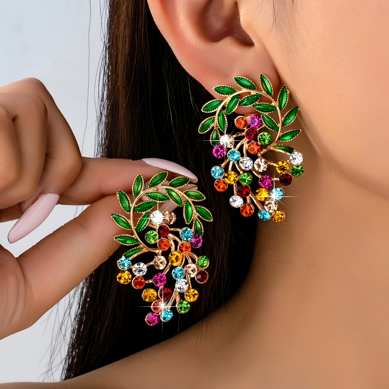 TEMU Para Romantycznych Artystycznych Broszek z Brokatem i Dżetami w Kwiaty Kreatywny, Wszechstronny Design na Co Dzień i Imprezy, Stop Cynku,