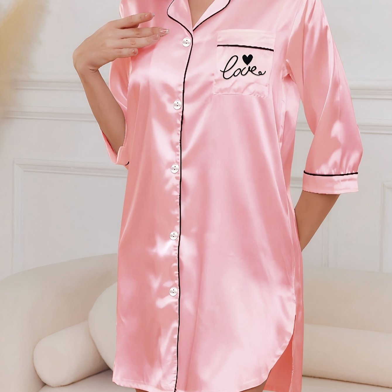 TEMU Letnia sukienka-koszula damska z tkaniny 