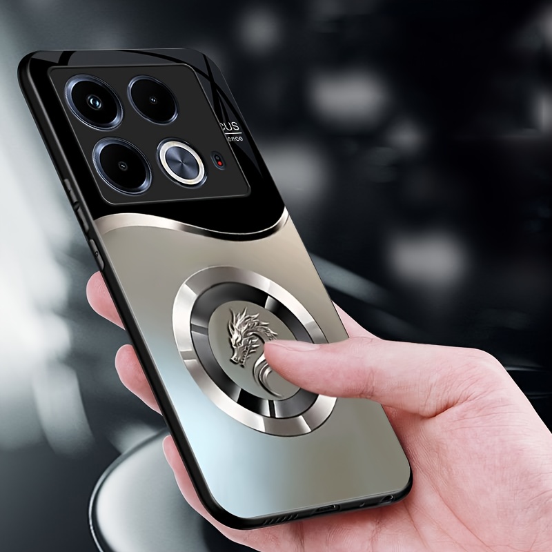 TEMU Etui na telefon: dla Infinix Note 40 4G, hartowane szkło, twarda obudowa, okrągły gradient (bez efektu magnetycznego), srebrzysty wzór głowy ,