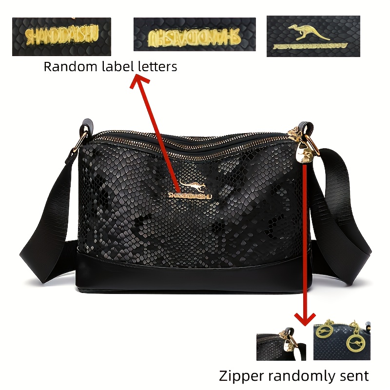 TEMU Damska Torba Tote o Dużej Pojemności z Wzorem Wężowym – Przekształcalna Torba na Ramię/Krzyżowa, Regulowany Pasek i Zamek Błyskawiczny,