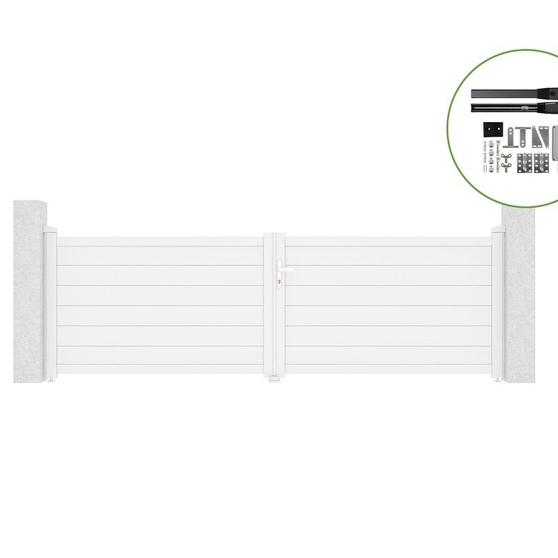 Brama skrzydłowa 3,5m EIGER H.115cm białe aluminium + napęd HICKER B200