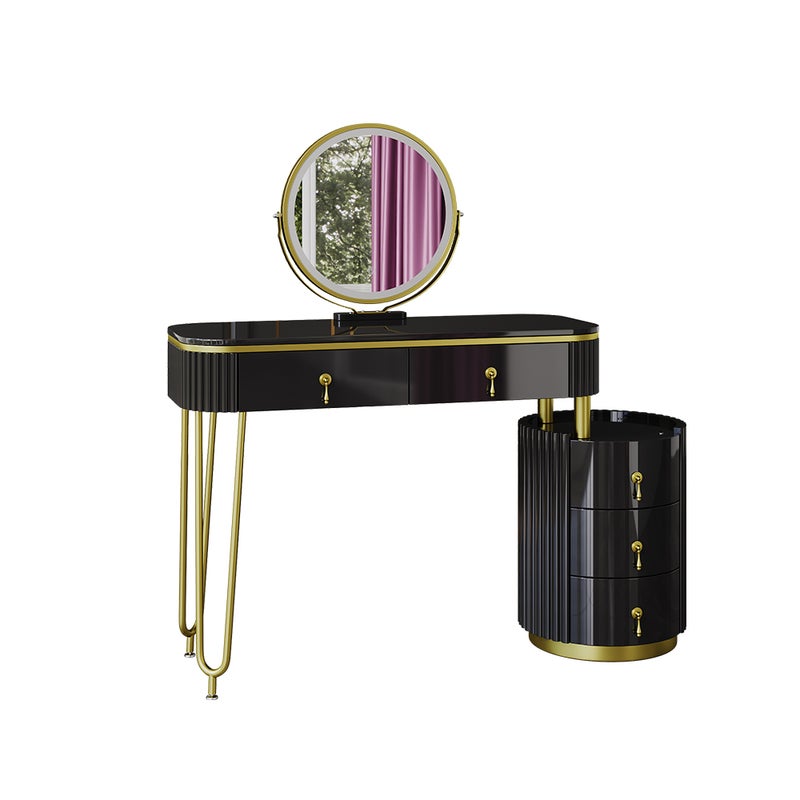 Vicco Stół toaletowy Charlène, Czarny, 100 cm z lustrem LED