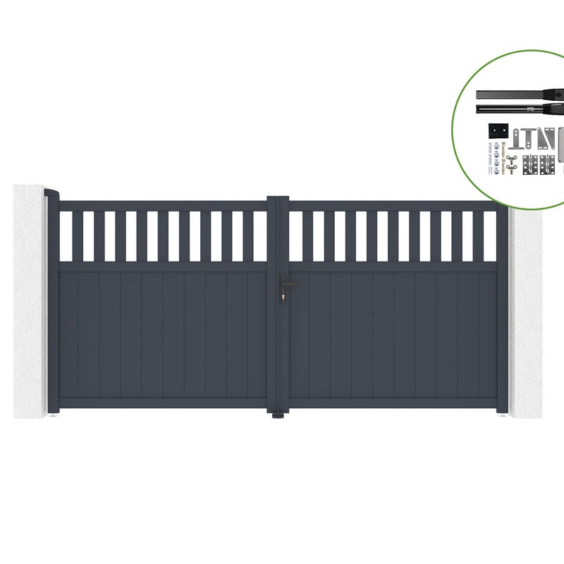 Brama skrzydłowa 3,4m SANTIS H.160cm aluminiowa + napęd HICKER B200