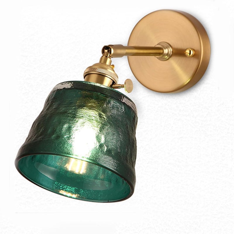 Nowoczesny, minimalistyczny kinkiet wewnętrzny E27, kreatywny, skandynawski, elegancki, młotkowany klosz i klasyczny kształt mosiądzu