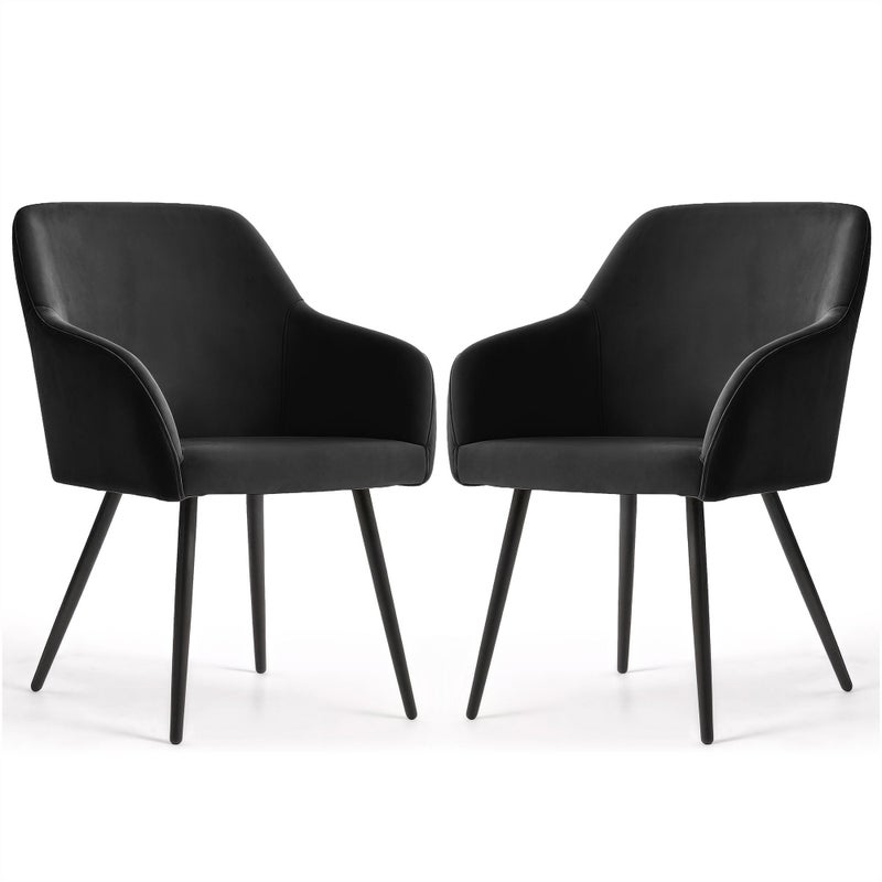 2x Welurowe krzesło tapicerowane gładkie Czarne ESTELLE Czarne nogi