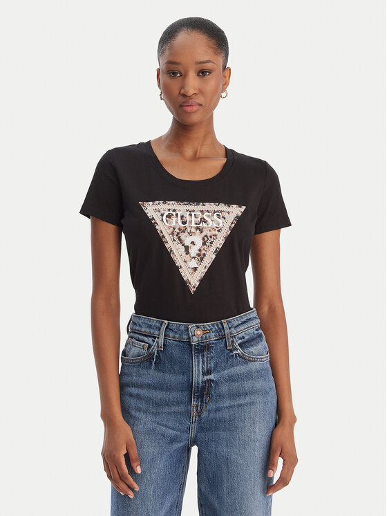 Guess T-Shirt W6RI32 J1314 Czarny Regular Fit