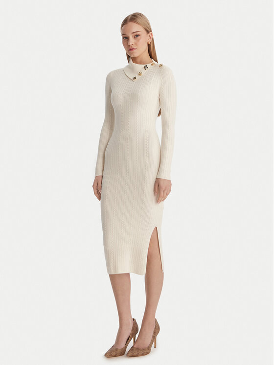 Guess Sukienka dzianinowa W6RK01 Z2YJ2 Écru Regular Fit