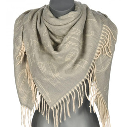 Chusta damska bawełniana KOTY ciepła duża 135x135 z frędzlami XAC-13-4 szary