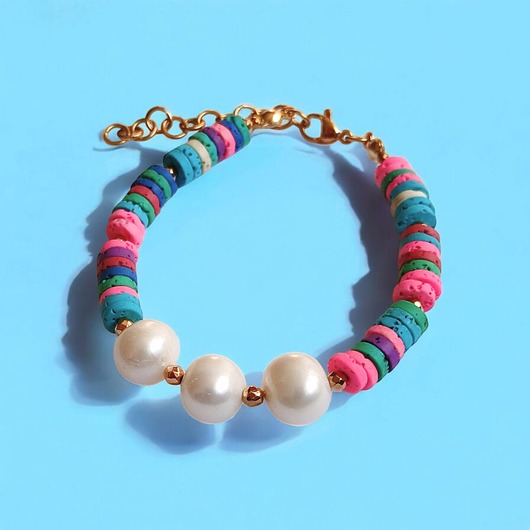 SUMMER COLLECTION : bransoletka : PERŁY i lawa
