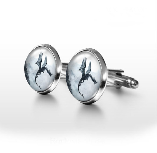 Czarny smok - spinki do mankietów