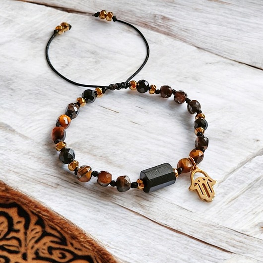 OCHRONA, SIŁA - czarny turmalin, tygrysie oko, HAMSA