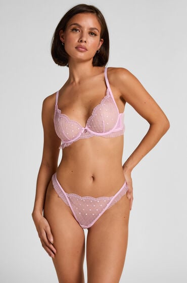 Hunkemöller Stringi z wysokim wycięciem Cordelie Różowy