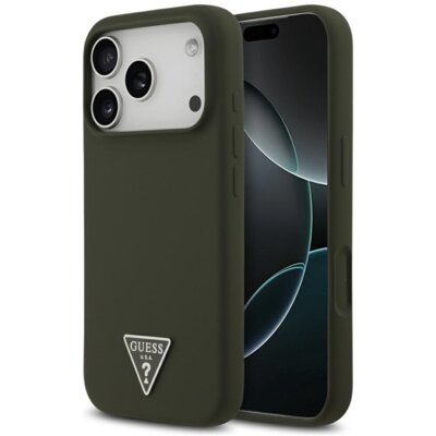 Etui GUESS Silicone Triangle Logo MagSafe do Apple iPhone 17 Pro Khaki