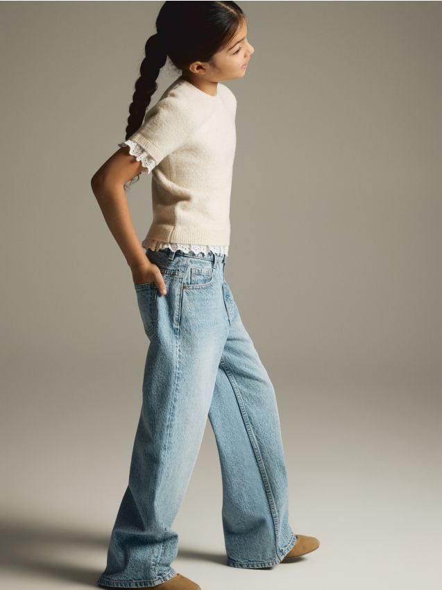 Reserved - Jeansy wide leg - niebieski