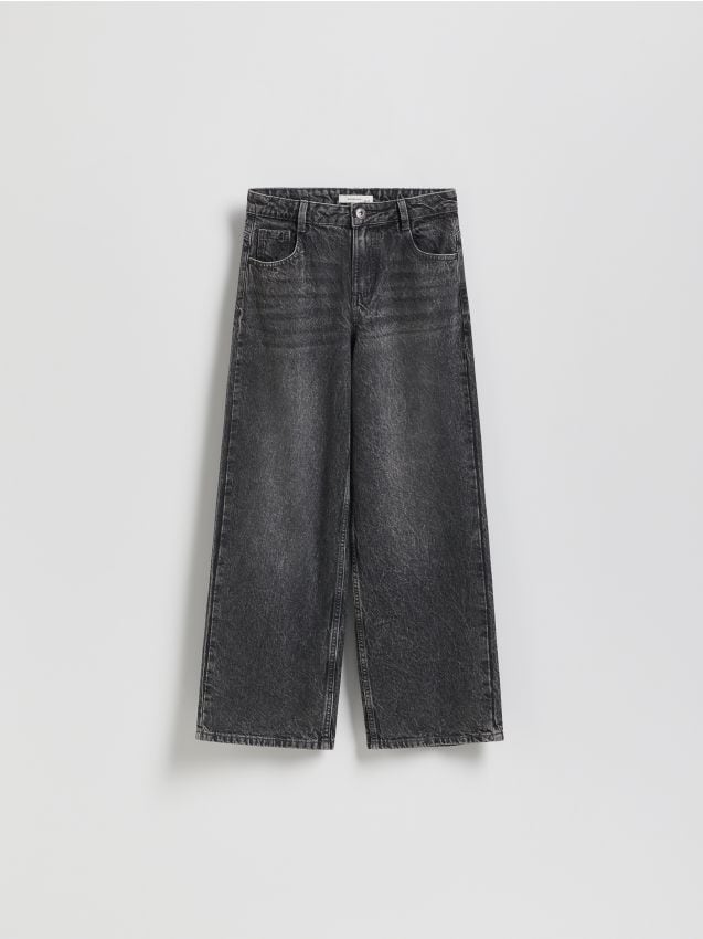 Reserved - Jeansy wide leg - szary