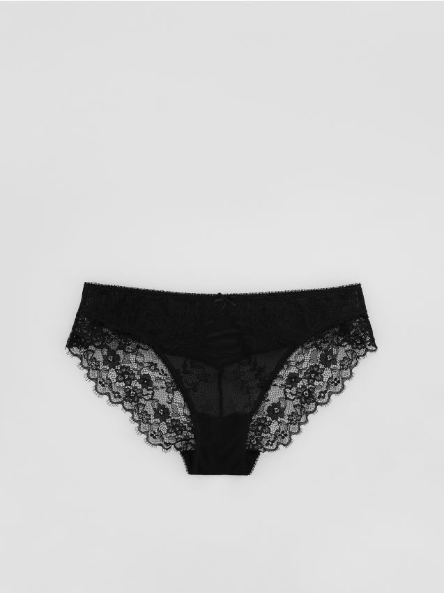 Reserved - Koronkowe majtki figi - czarny