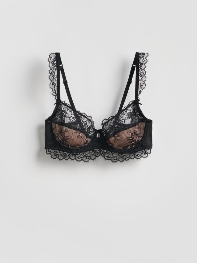 Reserved - Miękki biustonosz z fiszbinami - czarny