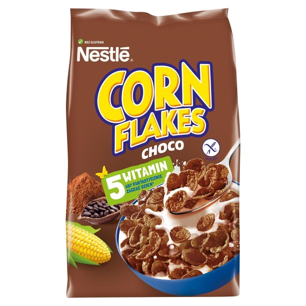 Nestlé Corn Flakes Choco Chrupiące płatki kukurydziane o smaku czekoladowym 400 g