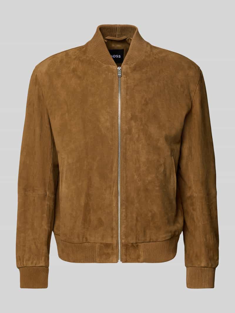 Kurtka skórzana o kroju regular fit z naturalnej skóry koziej welurowej model ‘H-MULLER’