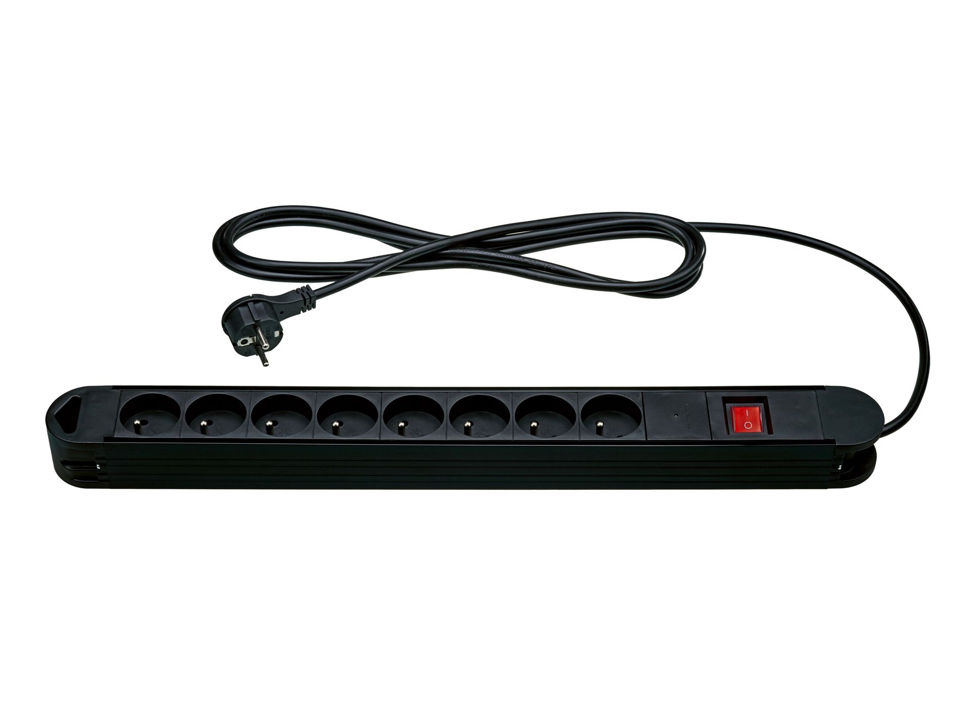 TRONIC® Listwa zasilająca z 8 gniazdami i płaską wtyczką (Czarny)