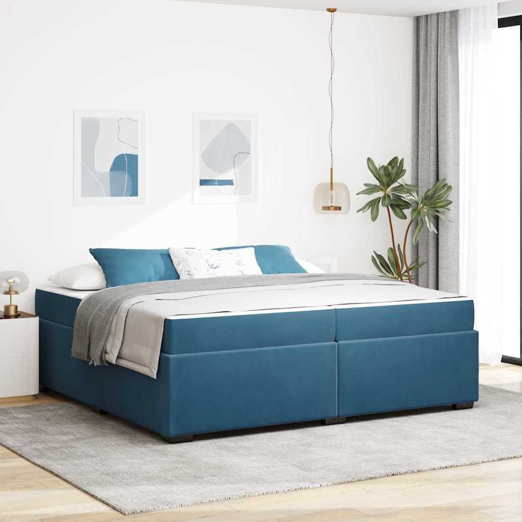 VidaXL Ramka łóżka z materacem Ciemnoniebieski 200 x 200 cm tkanina