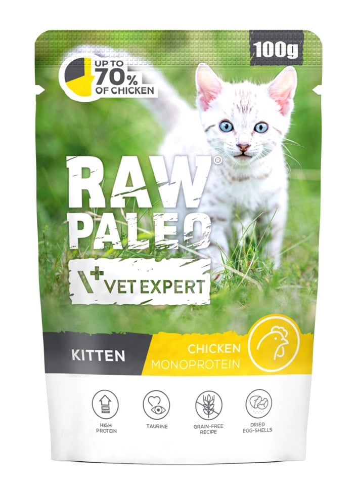RAW PALEO Monoprotein Kitten Chicken 100 g dla kociąt z kurczakiem